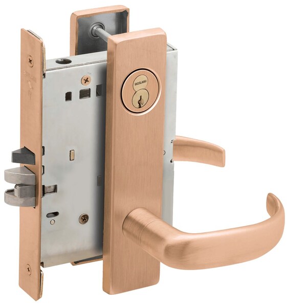 Schlage Grade 1 Classroom Mortise Lock, Schlage FSIC With Core, S123 Keyway, 17 Lever, L Escutcheon, Satin B L9070R 17L 612 - main